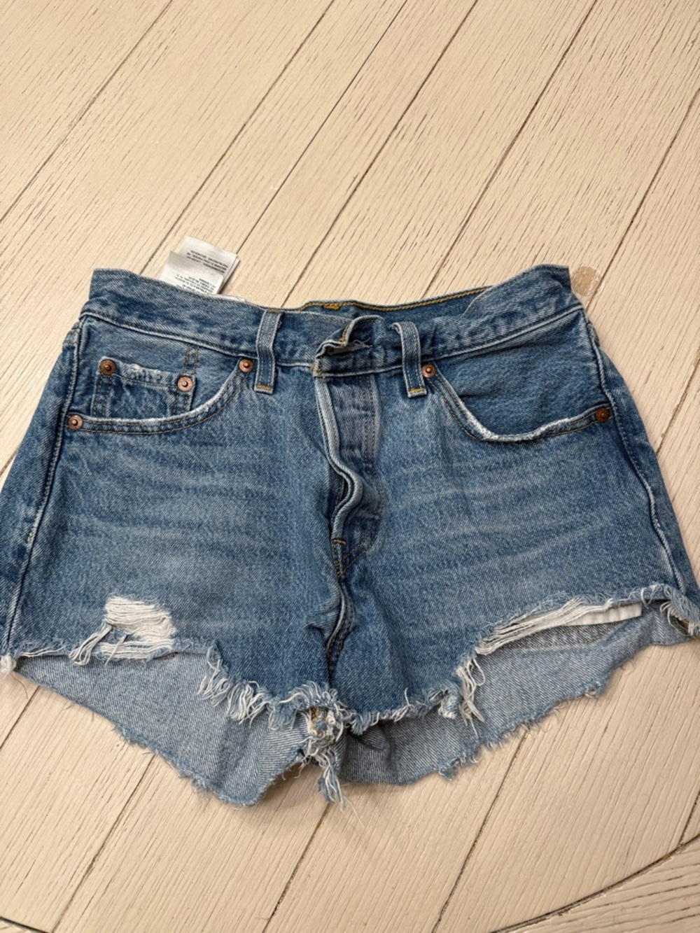 Women's Distressed Denim Shorts - Blue